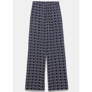 Mint Velvet Navy Printed Wide Leg Trousers